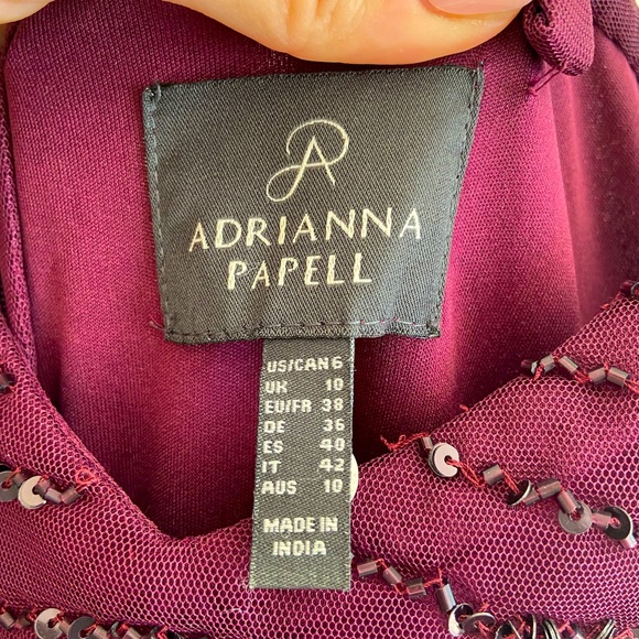 Adrianna Papell Art Deco beaded blouson gown in cassis - Picture 6 of 12